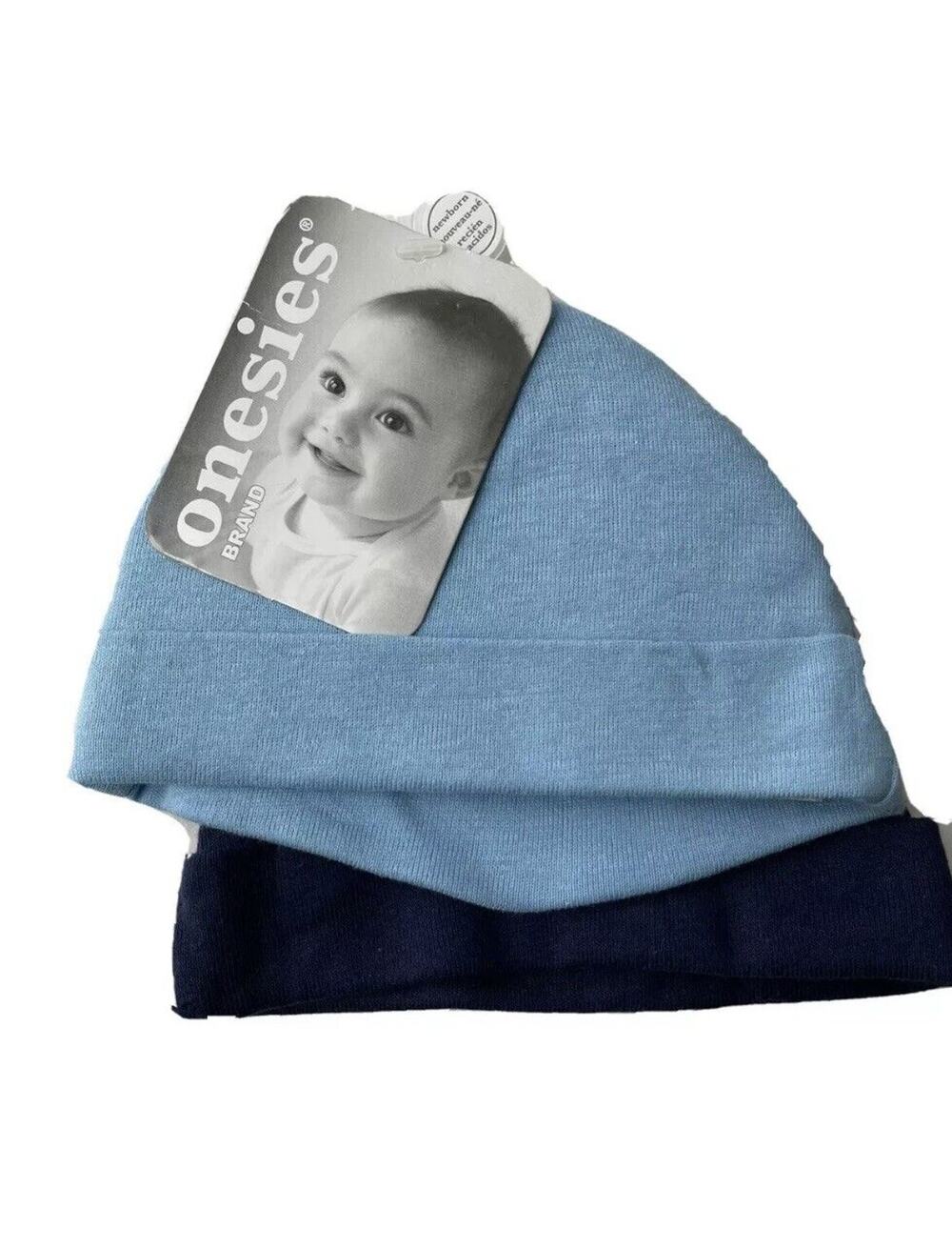 Newborn 0-6M Baby Beanie Light Blue Navy Blue Hat Clothes Brand New With Tags